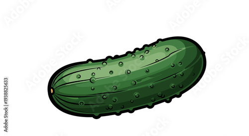 Green Pickle Vegetable Illustration Closeup.