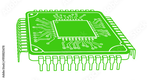 Green Electronic Microchip Circuit Board Closeup.