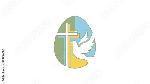 Christian Symbol Dove Cross Illustration Design.