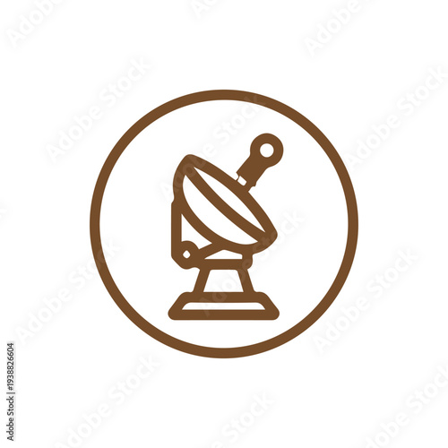 Canvas Print Brown Satellite Dish Communication Icon Inside A Simple Circle Frame