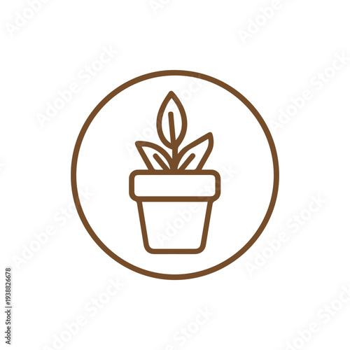 Minimalist Brown Potted Plant Icon for Eco Friendly Concepts