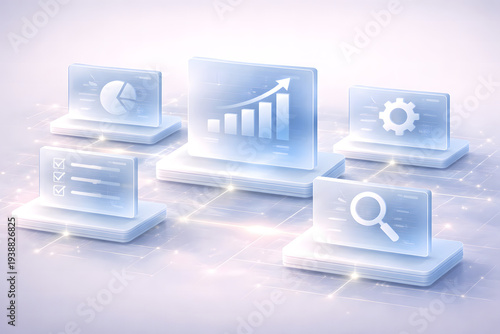 Business analytics dashboard with KPI reporting, data analysis, checklist, and process management concept