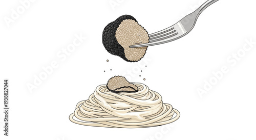 Delicious truffle being served on pasta with fork