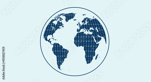 Globe with Grid Pattern on Continents.