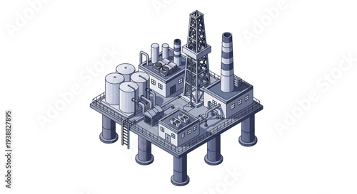 Offshore Oil Rig Platform Industrial Structure.