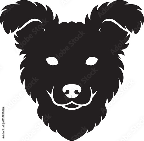 Pumi Head Front Silhouette Hungarian Herding Dog Logo Vector
