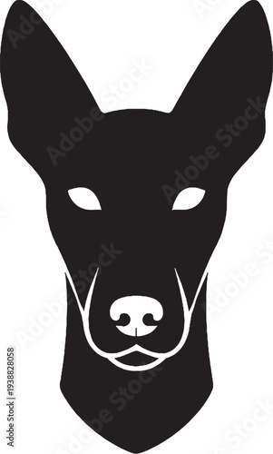 Peruvian Inca Orchid Head Front Silhouette Hairless Dog Logo Vector