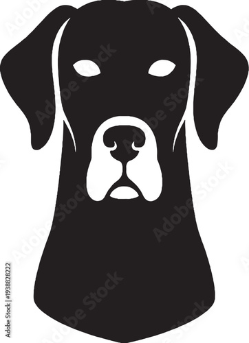 Great Dane Head Front Black Silhouette Dog Breed Logo Vector