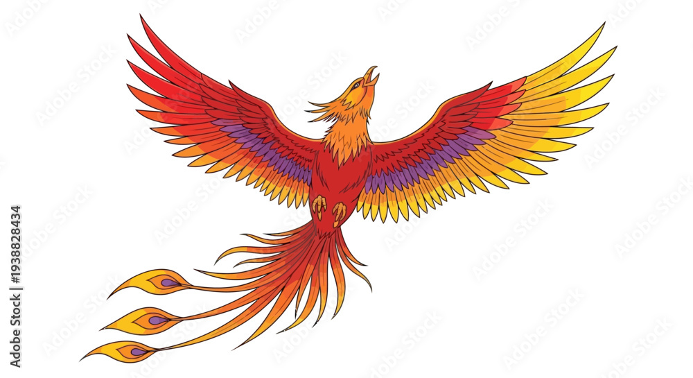 Obraz premium Vector_illustration_of_phoenix_flying_up_2_1772109370697.eps