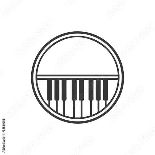 Minimalist Piano Keys Circle Logo A Modern Music Vector Graphic