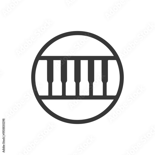 Minimalist Piano Keys Icon A Simple Black and White Music Symbol