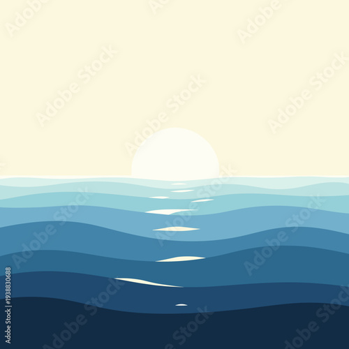 Serene ocean waves at sunset with warm golden light