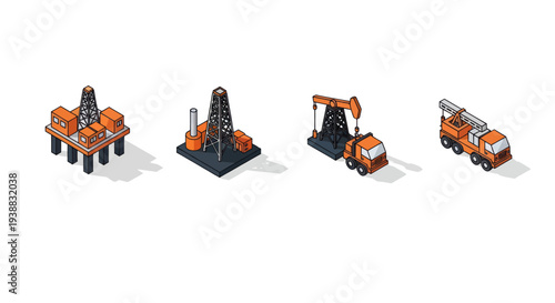 Isometric Oil and Gas Industry Equipment Collection.