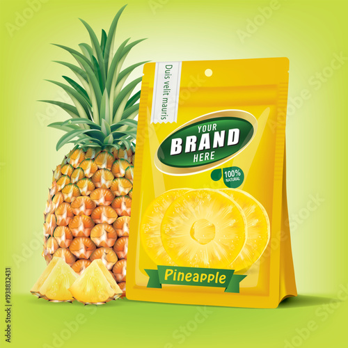 Design packaging for dried pineapple.