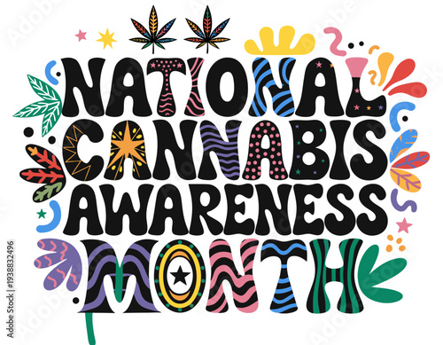 NATIONAL CANNABIS AWARENESS MONTH vector illustration isolated on white background
