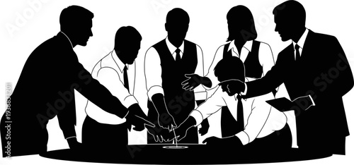 Business team collaborating around a table for strategy