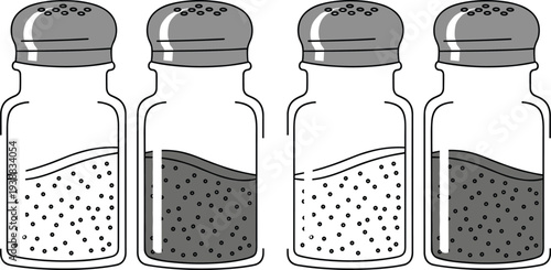 Salt and Pepper Shaker Bottles Kitchen Seasoning Vector Illustration Set