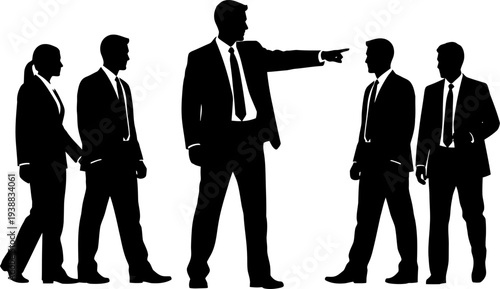 Corporate leader giving directions to staff members