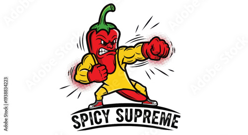 Spicy Supreme Chili Pepper Character Boxing.