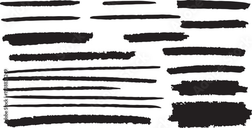 Heavyweight charcoal brush strokes and thick textured smears combined with fine pencil lines, ideal for bold borders and artistic dividers.