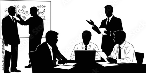 Corporate team analyzing data during office presentation seminar