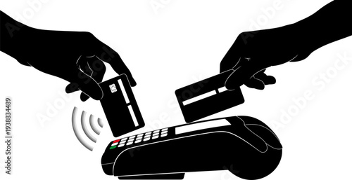 Customers using cards at point of sale