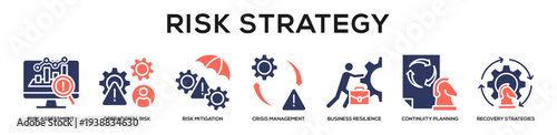 Glyphcolor - Risk Strategy web banner icon vector illustration concept
