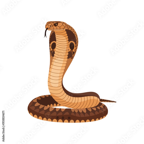 King Cobra Snake Illustration in Flat Style