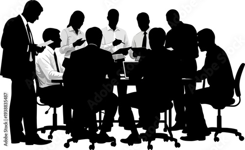 Diverse professional group gathered for an important briefing