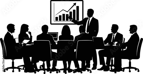 Executive presenting growth chart to board members