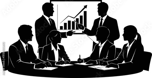 Executives analyzing financial growth chart in a boardroom