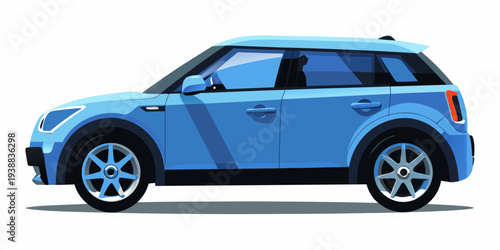 Blue stylized vector illustration of a modern compact suv vehicle