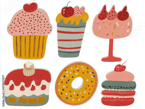 set dessert vector on white background 