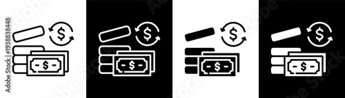 cash flow white icon set design