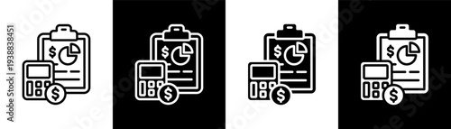 budgeting white icon set design