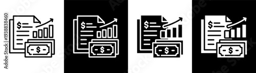 financial report white icon set design