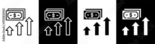 financial growth white icon set design