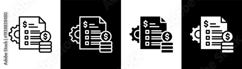 financial planning white icon set design