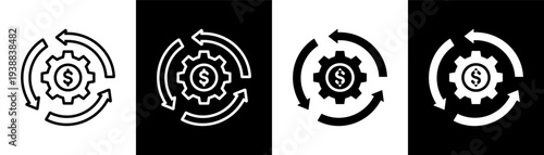 money management white icon set design