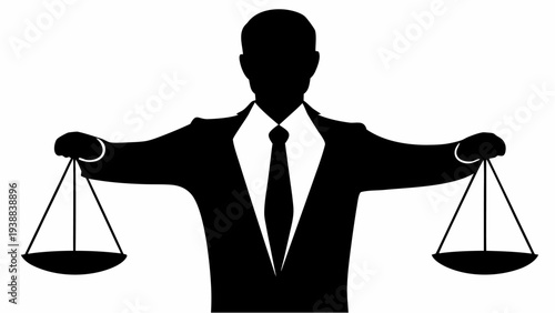 Professional man in suit holding scales of justice