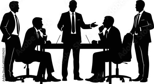 Professional group discussing corporate strategy