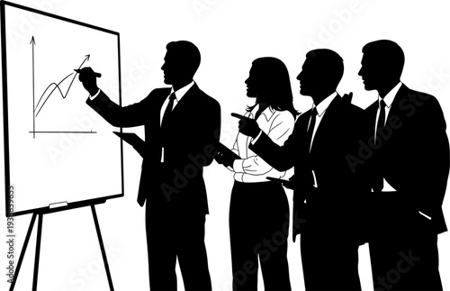 Professional mentor presenting statistical data on a flipchart