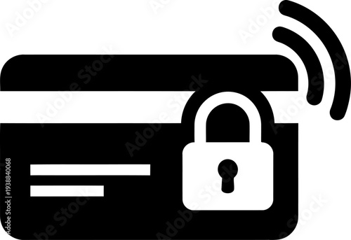 Safe contactless payment icon with credit card and lock