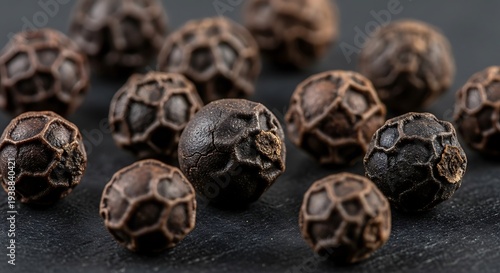 Close up of black peppercorns macro photography culinary ingredient