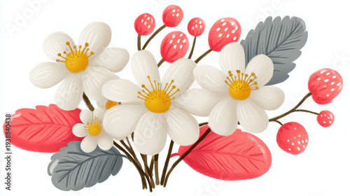 bouquet of white flowers on white background 