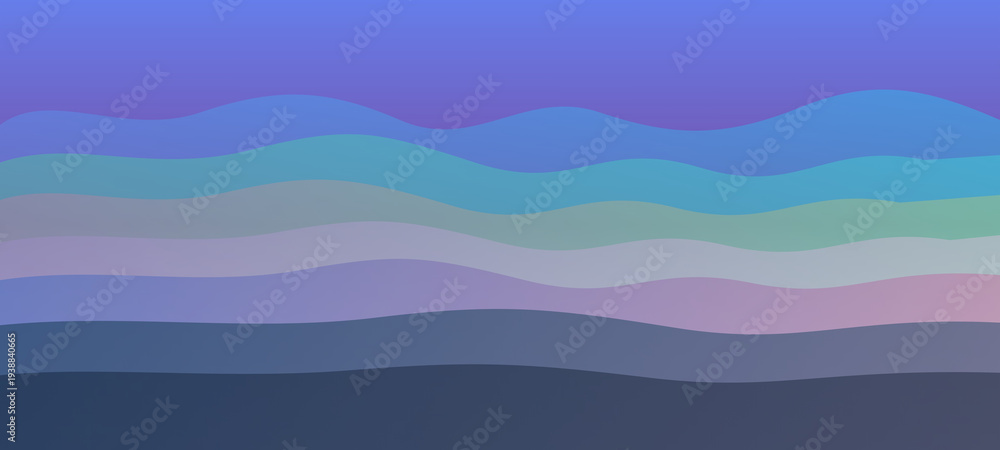 Fototapeta premium Modern abstract wavy landscape with blue gradient