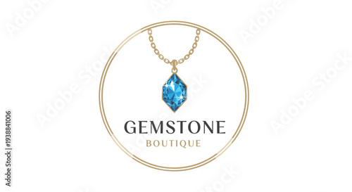Blue Gemstone Pendant Necklace Jewelry Logo.