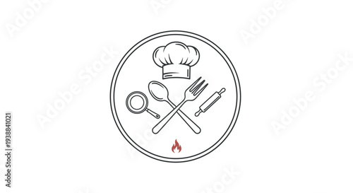 Chef Hat and Utensils on Plate 1.