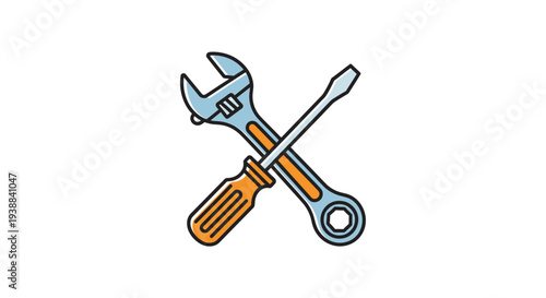 Crossed Wrench and Screwdriver Illustration.