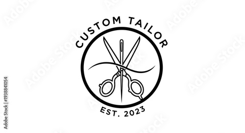 Custom Tailor Logo with Scissors Design.